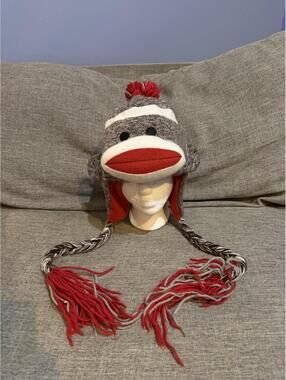 Ohio State Buckeyes Sock Monkey Beanie With Poms Embroidered Plushland OSFM
